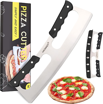 #ad Sharp Pizza Cutter Stainless Steel Rocker Blade Knife Plastic Handle amp; Cover 14quot; $14.72