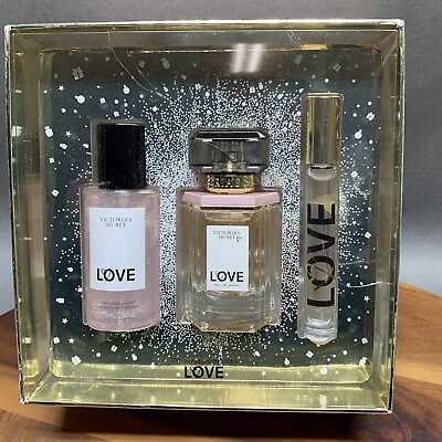 #ad #ad Victoria#x27;s Secret Love Holiday Gift Set 3 Piece Rollerball Mist Spray Perfume $52.49