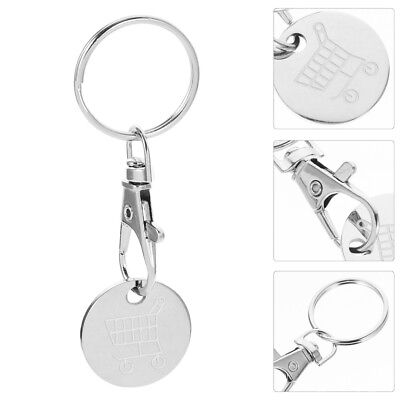 #ad #ad 4 Pcs Novelty Key Pendant Stainless Steel Keyring Cart Token Fob Decorate $6.82