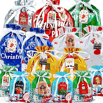 #ad #ad Christmas Drawstring Gift Bags Christmas Foil Gift Bags Assorted Sizes With Gift $18.01