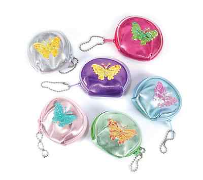 #ad 6 Coin Purse Butterfly Keychain Birthday Kids Party Favors Princess Girls Gift $6.10