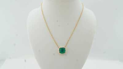 #ad Estate 14k Yellow Gold Emerald Pendant Chain 2.50 TCW Fine Jewelry $550.00