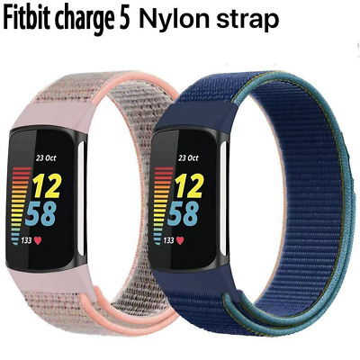 #ad Nylon Watch Band For Fitbit Charge 5 Sport Loop Strap Wristband Bracelet $8.99