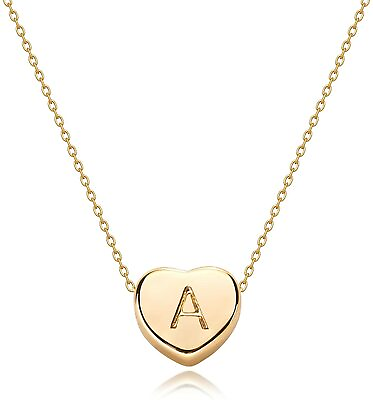#ad 14K Gold Filled Personalized Jewelry Gift Initial Letter A Dainty Heart Necklace $47.38
