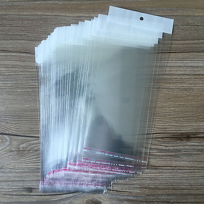 Clear Self Sealable OPP Seal Plastic Cellophane Bags Adhesive With Hang Hole GBP 99.39