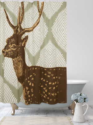 #ad Deer Block Print Shower Curtain $155.04