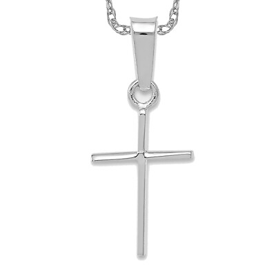 #ad 14K White Gold Latin Mexican Holy Cross Necklace Religious Pendant Jesus Chri... $137.00