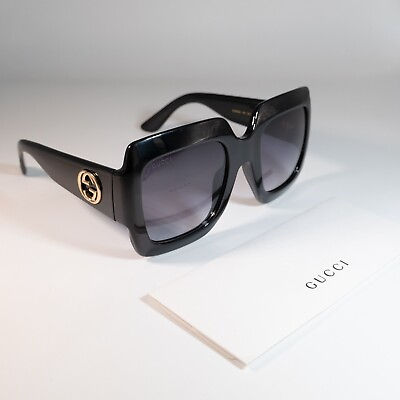 Authentic Gucci GG0053S 001 Black Urban Square Sunglasses Grey Gradient Lens NEW $159.00