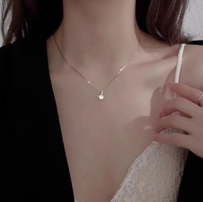 #ad #ad Shiny Necklaces For Women Zircon Water Drop Pendant Clavicle Chain Necklace $4.90