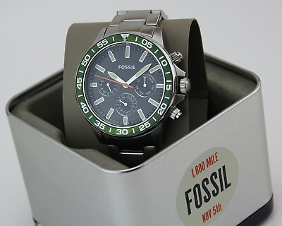 #ad NEW AUTHENTIC FOSSIL BANNON MULTIFUNCTION SILVER GREEN BLACK BQ2625 MEN#x27;S WATCH $79.99