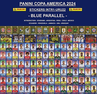 #ad * BLUE PARALLEL * Panini Copa America 2024 Stickers INTR1 URU22 $39.99