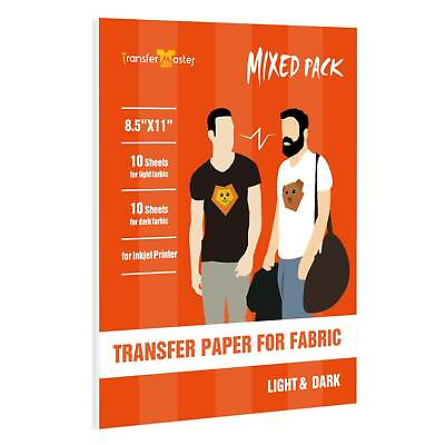 #ad #ad Inkjet Printable Heat Transfer Paper DARK LIGHT T shirt Iron on 20 Sheets 8.5x11 $16.99