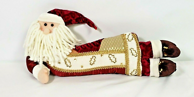 #ad Santa Claus door draft stopper Red Ivory color Beaded 18.5quot; Christmas decor $21.60