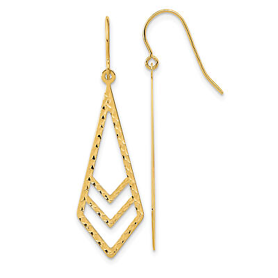 #ad 14k Gold Polished and Textured Dangle Earrings TL1019 $162.83
