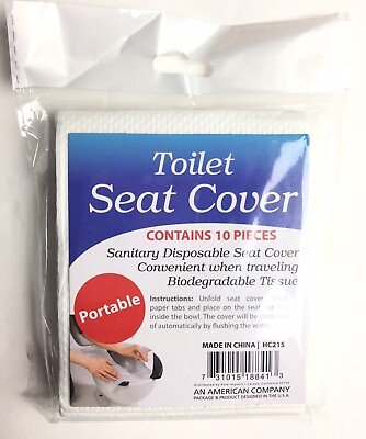 #ad 10 Pc Disposable Toilet Seat Covers Paper Sanitary Bath Travel Biodegradable $7.05