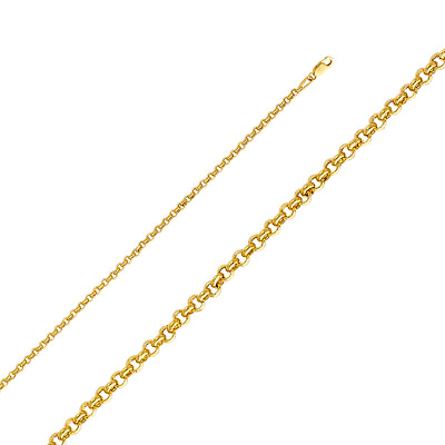 #ad 14K Yellow OR White Gold 3mm Hollow Rolo Chain Necklace with Lobster Clasp $348.00