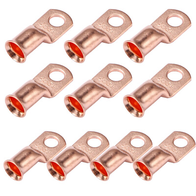 #ad 10PCS Gauge 2 0 3 8 Battery Cable Ends Lugs Copper Ring Terminals Wire Connector $14.39
