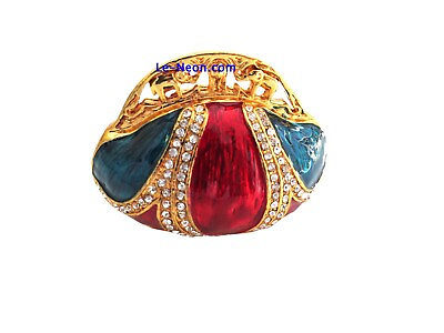 #ad Bejeweled Red Purse Hinged Metal Enameled Rhinestone Trinket Box $19.99