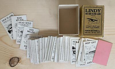#ad Vintage 1927 Lindy The New Flying Card Game Orig Box Parker Brothers Aviation $39.95