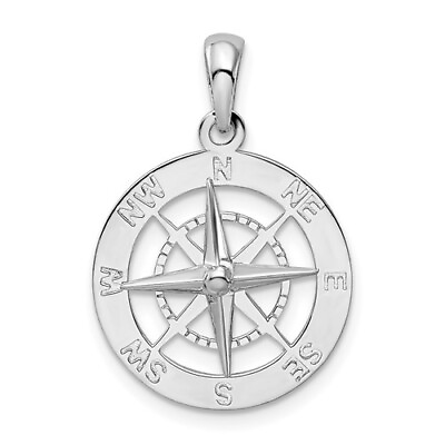 #ad Compass 925 Sterling Silver Nautical Necklace Charm Pendant 18mm diameter $72.27