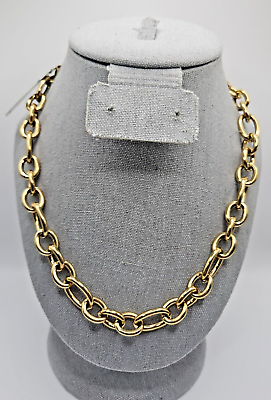 #ad Julio Designs Gold Tone Chain Necklace 18in Chagal Chunky cable chain 14k plated $46.99
