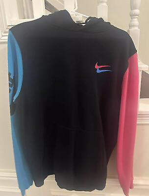 #ad Nike City Brights Club Pullover Hooded Sweatshirt CI3320010 Sz L Pink Teal $14.00