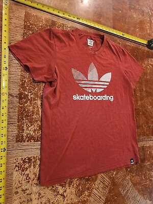 #ad Adidas Large Red Skateboard Mens TShirt Tee Retro Logo Graphic Short Sleeve #S50 $13.98
