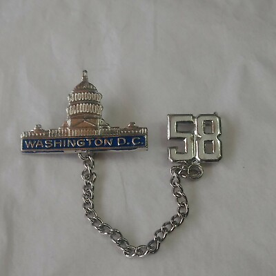 #ad Capitol Building Washington DC With 58 Attached by Chain 2 Piece Lapel Pin $11.97