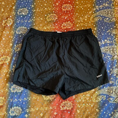 #ad Wilson Men#x27;s Shorts Vintage 90s Nylon Tennis Black $29.99