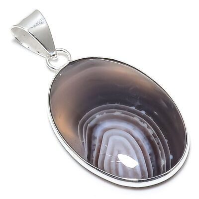 #ad Banded Agate Gemstone 925 Solid Sterling Silver Jewelry Pendant 1.73quot; N652 $6.99