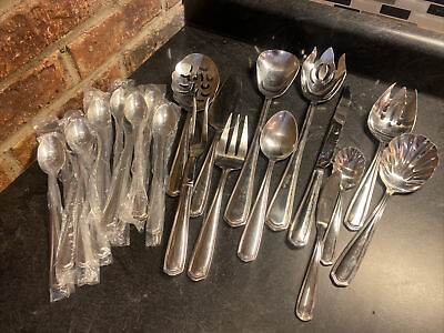 #ad REED amp; BARTON 24 Pc Lot Stainless Flatware Spoons Knives Serving Ware LOOK $65.00