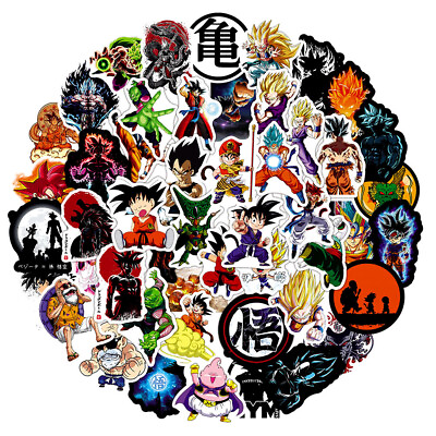 #ad 50Pcs Vinyl Stickers Dragon Ball Z Anime Super Saiyan Goku Waterproof Decal $4.28