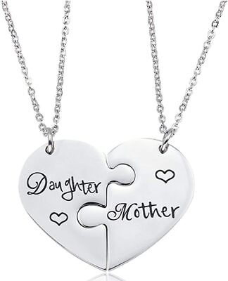 #ad Mother Daughter Necklace Set Stainless Steel Heart Pendant Jewelry for Mom and $32.80