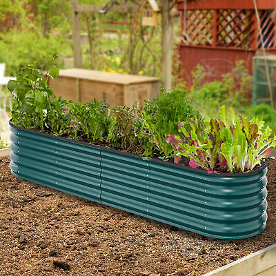 #ad 8x2x1.4ft Large Galvanized Raised Garden Bed Outdoor Vegetables Flowers Planter $85.55