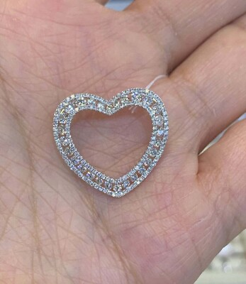 #ad 2.64 Ct Round Cut Simulated Diamond Pretty Heart Pendant 14k White Gold Plated $99.99