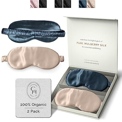 #ad Silk Sleep Mask Weighted Eye Covers Color Midnight Blue amp;amp Nude Champagne $37.99