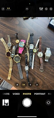 #ad 12 VINTAGE LOT OF LADIES MENS WRISTWATCHES FOSSIL COACH HENSON REPAIRBATTERY $22.88