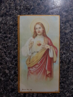 #ad Vintage Sacred Heart of Jesus Funeral Holy Card 1954 $12.00