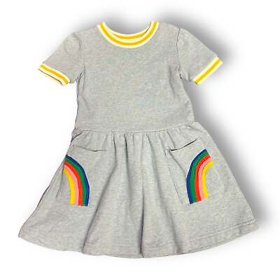 #ad Girls Mini Boden Size 4 5 Blue Applique Rainbow Pocket Dress $19.99