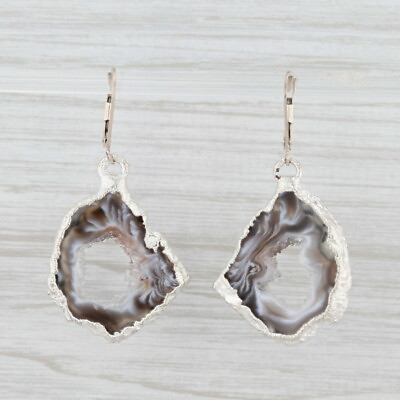 #ad New Nina Wynn Geode Druzy Quartz Dangle Earrings Sterling Silver Hook Posts $199.99
