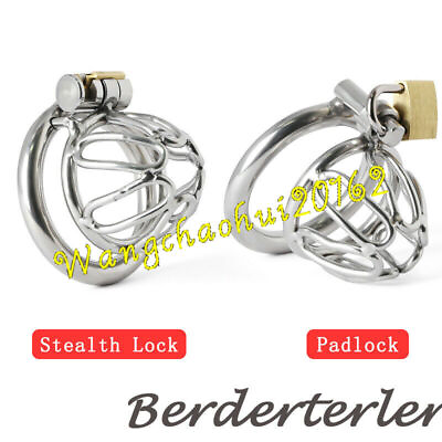 #ad New Micro Chastity Cage Stainless Steel Male Chastity Device Rings Lockable $25.18