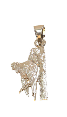 #ad bird on tree solid 14k white gold pendant charm $230.00