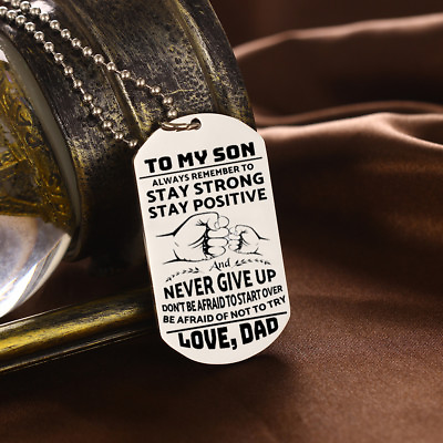 #ad To My Son Positive Love Dad Dog Tag Necklace Birthday Graduation Gift Military $14.95
