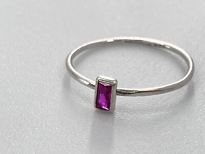 #ad Dainty Baguette Ruby Pink Purple Sterling Silver Skinny Band Ring Gift for Her $39.99