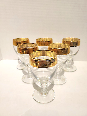 #ad J Preziosi Lavorato A Mano Gold Etched Made In Italy Goblets NOS Set Of 6 $74.95
