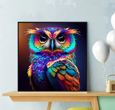 #ad DIY 5D Colorful Owl Diamond Painting Kit Full Drill $10.50