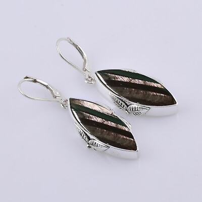 #ad 925 Sterling silver Natural Hypersthene Jasper Earring Bridal jewelry $36.81