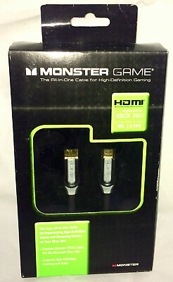 #ad 🎁 Monster Cable Game HDMI Xbox 360 LCD LED TV 8ft 2.4m 1080p HD Video Gaming 🎁 $34.85