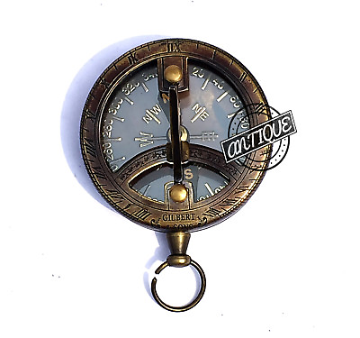 #ad Vintage Small Pocket Working Sundial Brass Compass Gift Decor Vintage Naut $21.00