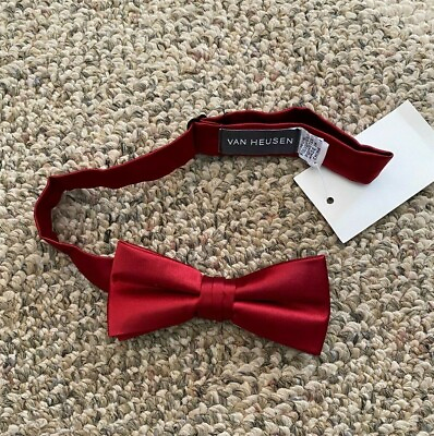 #ad Boys Youth Bow Tie Pre Tied Van Heusen Red Christmas Holiday One Size Polyester $11.99